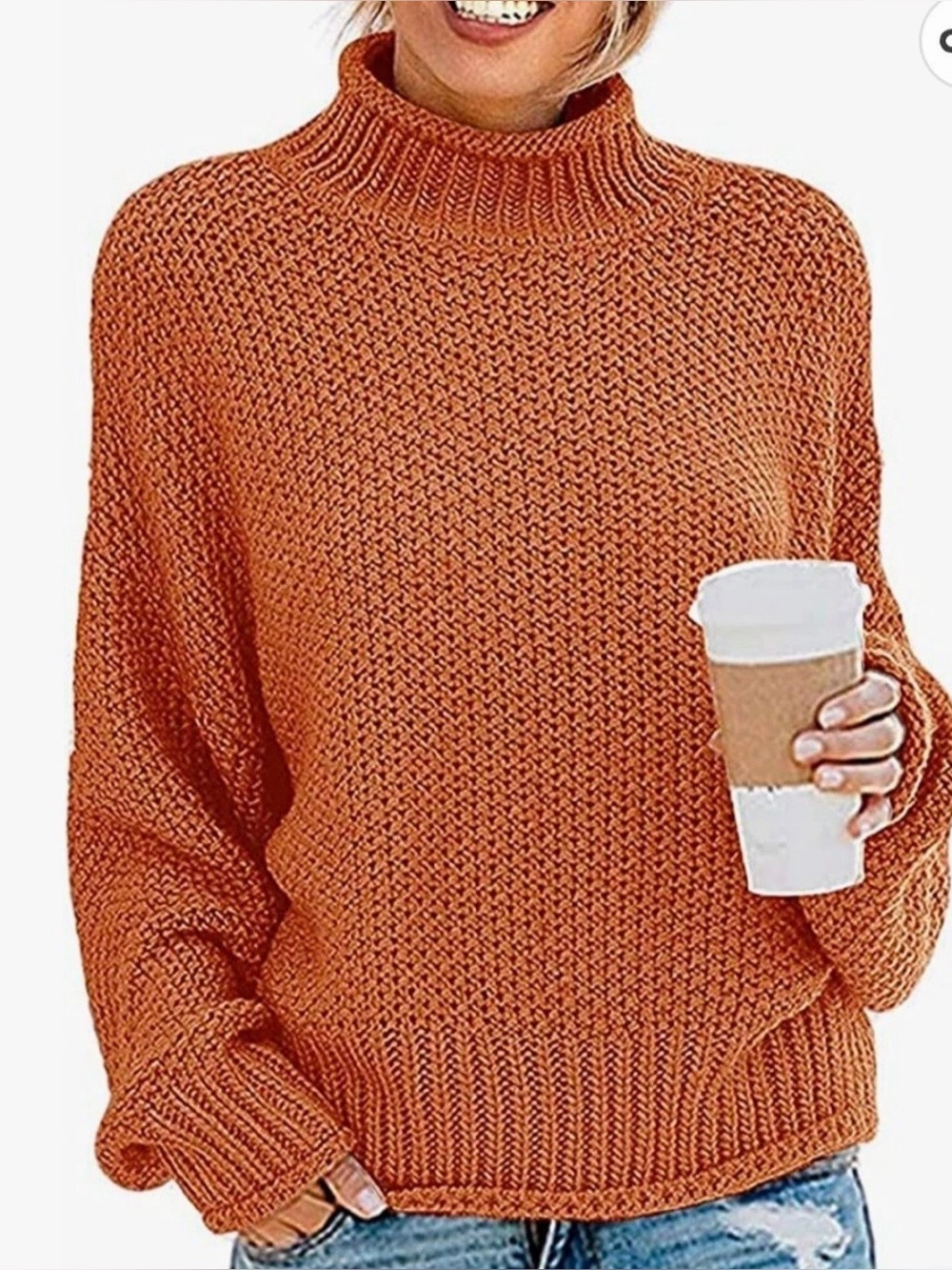 Pumpkin Orange Fisherman Sweater Sz XL